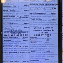 La Michoacana - Menu