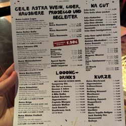 Astra St. Pauli Brauerei - German after 9pm Menu
