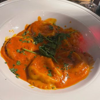 Goat & Vine Restaurant + Winery - Lobster Ravioli but I also had the Lobster Bisque and they were delicious - Wine Bars Near Me - Plano, Texas