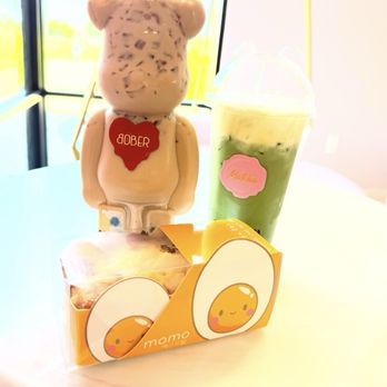 Bober Tea & Coffee - Milk tea with boba in a bear bottle Matcha with cheese foam And a bacon egg slider - Donuts Near Me - Sacramento, California Bober Tea & Coffee - Milk tea with boba in a bear bottle Matcha with cheese foam And a bacon egg slider - Donuts Near Me - Sacramento, California