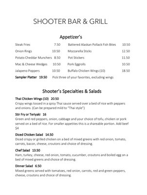 Menu photo 2 Shooter's Lounge Ely, NV Menu photo 2 Shooter's Lounge Ely, NV