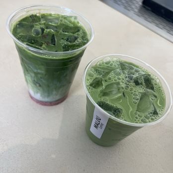 Malou Coffee - L: Strawberry milk w a shot of matcha(Need a stirrer) R: Plain iced matcha latte w oat milk(comes unsweetened unless asked) :) - Coffee & Tea Near Me - Los Angeles, California Malou Coffee - L: Strawberry milk w a shot of matcha(Need a stirrer) R: Plain iced matcha latte w oat milk(comes unsweetened unless asked) :) - Coffee & Tea Near Me - Los Angeles, California