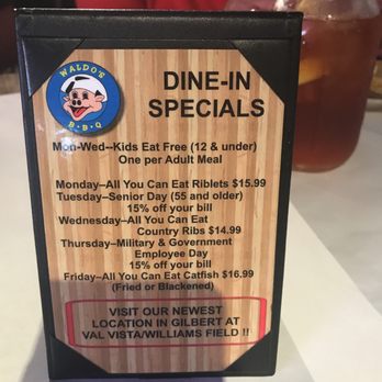 Waldo's BBQ - Specials menu - Barbeque Near Me - Mesa, Arizona Waldo's BBQ - Specials menu - Barbeque Near Me - Mesa, Arizona