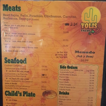 Tacos Yoli's - Menu - Mexican Near Me - Houston, Texas