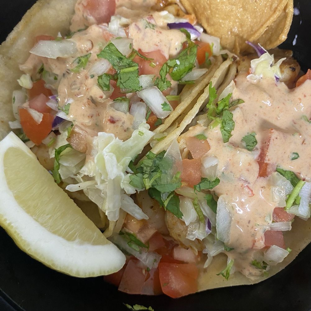 Fatima’s Grill - Shrimp 2 Tacos w/ chips - Mediterranean Near Me - Long Beach, California