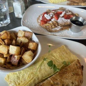 Brooklyn Street Local - Mushroom and Swiss omelette and Banana Walnut Pancakes (vegan)banana - Diners Near Me - Detroit, Michigan