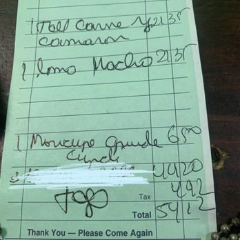 Parrilla's Cholito - The drink receipt - Peruvian Near Me - Downey, California