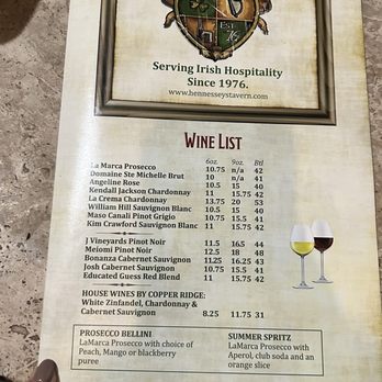 Hennessey's La Jolla - Wine list - New American Near Me - La Jolla, California