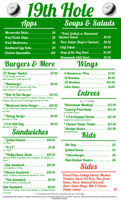 Menu photo 1 The 19th Hole Crossville, TN Menu photo 1 The 19th Hole Crossville, TN