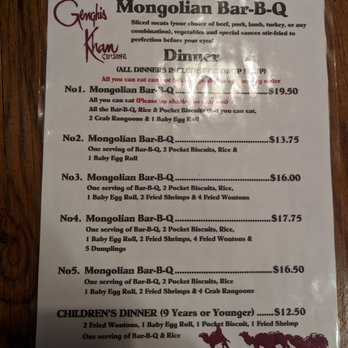 Genghis Khan Mongolian BBQ - Menu - Chinese Near Me - Westminster, California