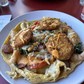 Over Easy - Andouille and shrimp frittata no - Breakfast & Brunch Near Me - Medford, Oregon Over Easy - Andouille and shrimp frittata no - Breakfast & Brunch Near Me - Medford, Oregon