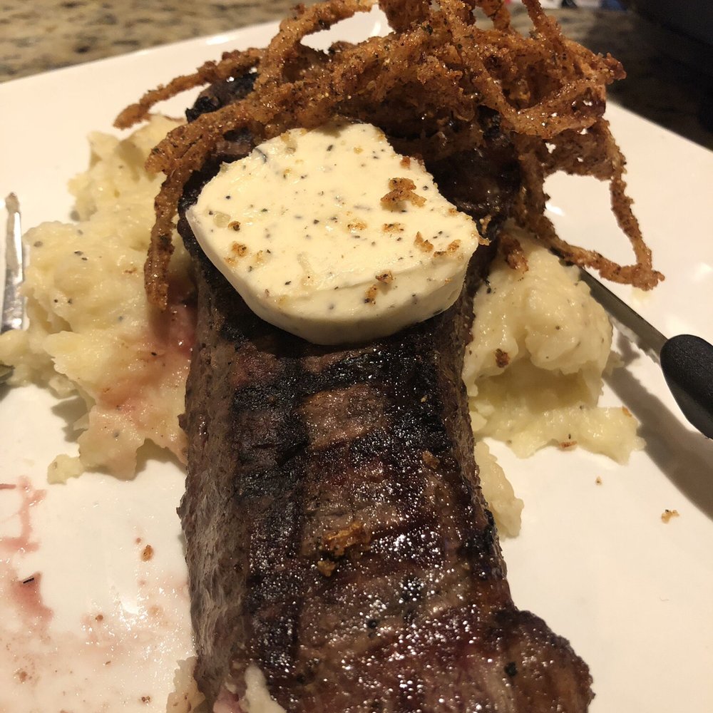 Room temperature steak w/ frozen butter on top. This was after I'd sent it back once for being served cold.