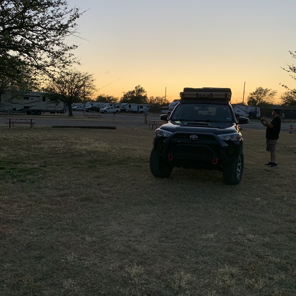 Big Texan RV Ranch - Beautiful sunset at the tent space - RV Parks Near Me - Amarillo, Texas