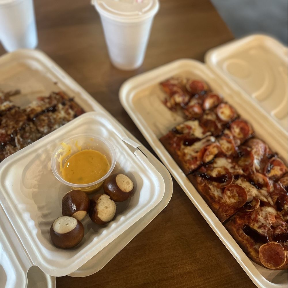Pepperoni flatbread and pretzel bites Pepperoni flatbread and pretzel bites