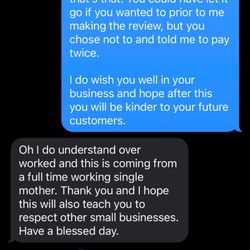 Texts she sends to customers