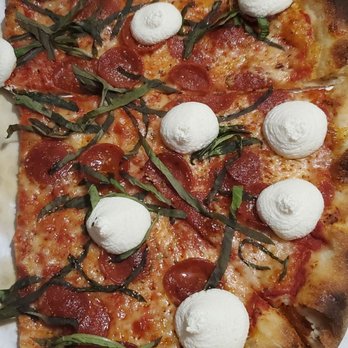 Pedroso's Pizza - Pepperoni, basil, ricotta. Great flavors. Didn't have a chance to take a whole pizza pic. - Pizza Near Me - Austin, Texas Pedroso's Pizza - Pepperoni, basil, ricotta. Great flavors. Didn't have a chance to take a whole pizza pic. - Pizza Near Me - Austin, Texas