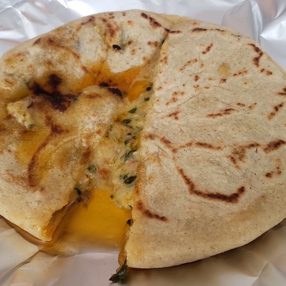 Vchos - Chicken, spinach, and cheese pupusa - Salvadoran Near Me - Rancho Cucamonga, California