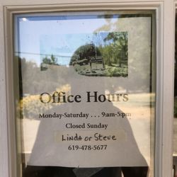Lake Morena Rv Park - Office Hours