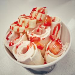 chopchop - Strawberry Banana ice cream. They use plain cream then add fresh fruit to flavor it while it's iced.