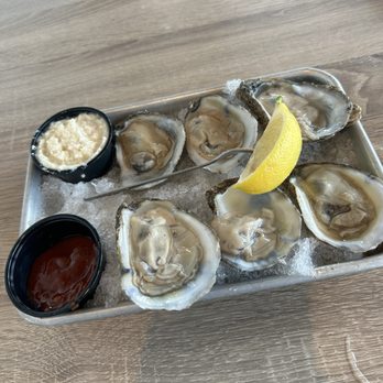 The Claw House - $17 1/2 doz oysters - so good I didn't use any of the condiments!! - Seafood Near Me - Murrells Inlet, South Carolina