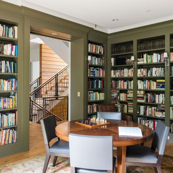 Gambrick Construction - home addition library, green walls, wood floors - General Contractors Near Me - Point Pleasant, New Jersey