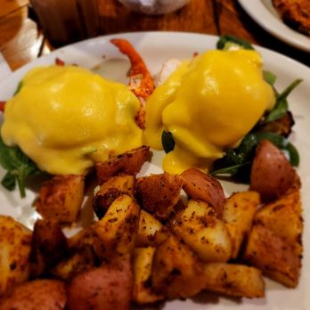 The Boondocks - Lobster Benny! Outstanding! Definitely did not skimp on the lobster. Home fries were cooked & seasoned perfectly. - New American Near Me - Berkley, Massachusetts The Boondocks - Lobster Benny! Outstanding! Definitely did not skimp on the lobster. Home fries were cooked & seasoned perfectly. - New American Near Me - Berkley, Massachusetts