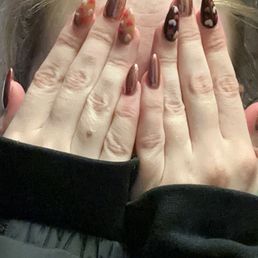 The design I wanted for my nails, unfortunately you can't see where they had hurt my cuticles in this picture
