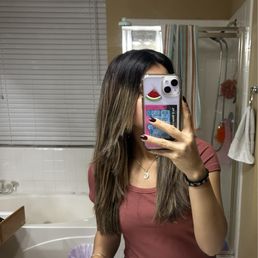 My hair before Lindsey cut it. Very choppy and not blended.