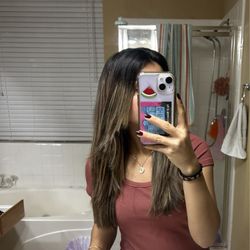 Secret Garden Salon - My hair before Lindsey cut it. Very choppy and not blended.