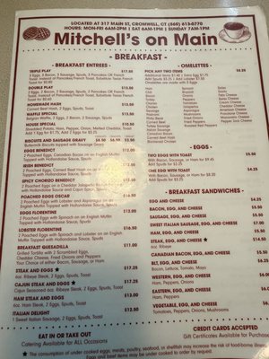 Menu photo 1 Mitchell's On Main Cromwell, CT