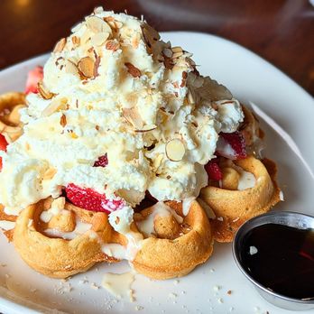 Truxton's American Bistro - Strawberries & Cream Waffle - New American Near Me - Los Angeles, California Truxton's American Bistro - Strawberries & Cream Waffle - New American Near Me - Los Angeles, California