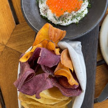 Bear at Stanly Ranch - Chips and a crème fraiche dip. - New American Near Me - Napa, California Bear at Stanly Ranch - Chips and a crème fraiche dip. - New American Near Me - Napa, California