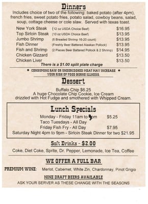 Menu photo 8 Buffalo Bar & Grill Payson, AZ