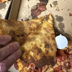 Me-n-Ed's Pizzeria - Burnt and baked in a dirty oven.