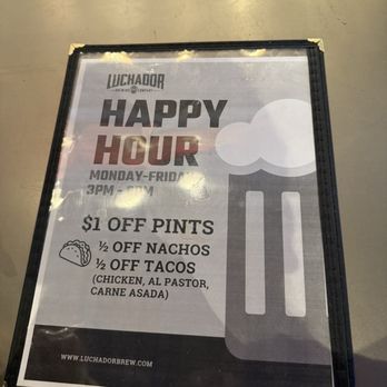 Luchador Brewing - Happy hour menu - Breweries Near Me - Cathedral City, California Luchador Brewing - Happy hour menu - Breweries Near Me - Cathedral City, California