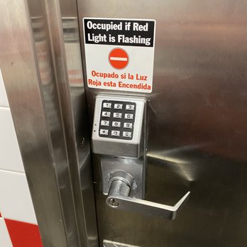 Five Guys - lock on the bathroom door - Burgers Near Me - Charlotte, North Carolina