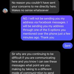Masai's Playhouse - Messages regarding our deposit and the review we left on her fb business page.