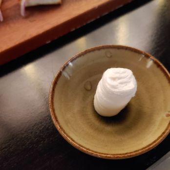 Shigotonin - Towel for hands. Looks like a pill/ tablet dry, but add water, it grows to this. Nice touch for the items you eat with your hands - Japanese Near Me - Las Vegas, Nevada
