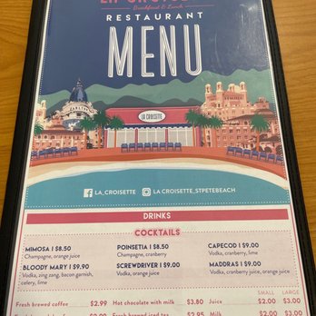 La Croisette - Menu - Breakfast & Brunch Near Me - St. Pete Beach, Florida La Croisette - Menu - Breakfast & Brunch Near Me - St. Pete Beach, Florida