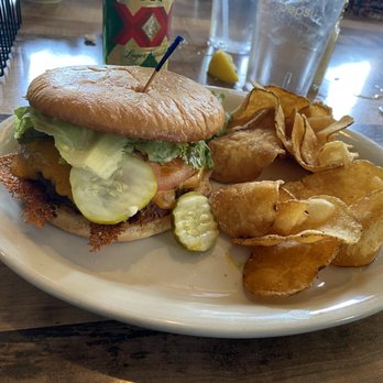 The Power Plant Texas Grill - Burger with house-made chips - New American Near Me - Seguin, Texas The Power Plant Texas Grill - Burger with house-made chips - New American Near Me - Seguin, Texas