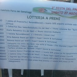 Festa Parco Città Gemellate e Amiche - I premi della Lotteria