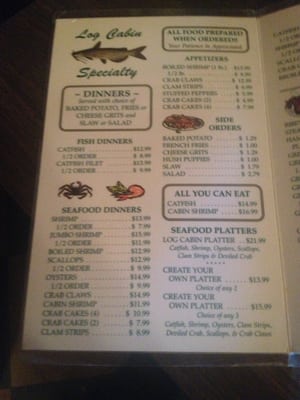 Menu photo 3 Log Cabin Restaurant Blakely, GA