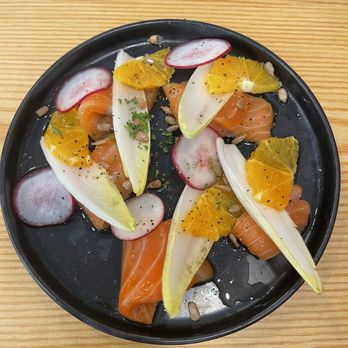 Tendon Kohaku - Endive Salmon Carpaccio - Japanese Near Me - Bellevue, Washington Tendon Kohaku - Endive Salmon Carpaccio - Japanese Near Me - Bellevue, Washington