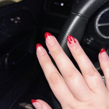 Bella Nail Bar - Colored French tip nails with Halloween design - Nail Salons Near Me - Denton, Texas Bella Nail Bar - Colored French tip nails with Halloween design - Nail Salons Near Me - Denton, Texas