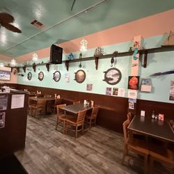 Seating toward the rear of the restaurant.