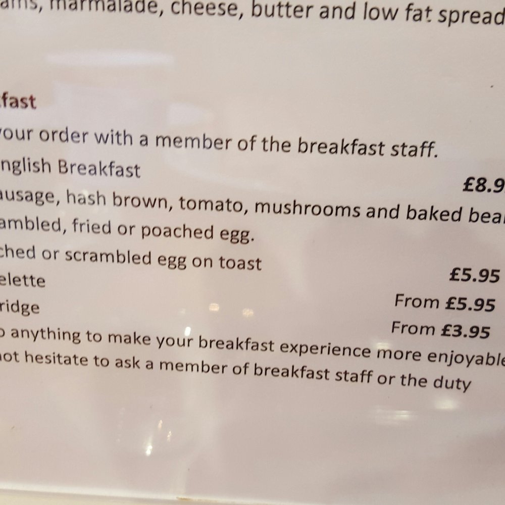 Ramada London South Ruislip - Breakfast menu - Hotels Near Me - Ruislip, XGL