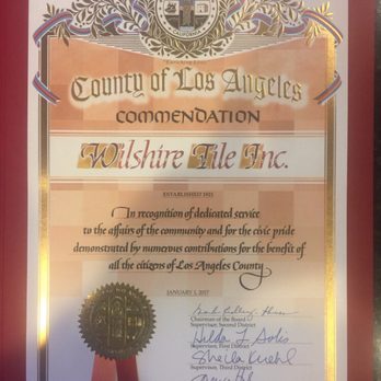 Wilshire Tile Inc - We got this from the city of Los Angeles for our 97 years of serving the great citizens of Los Angeles! Can't wait for 100 in 2021! - Flooring Near Me Wilshire Tile Inc - We got this from the city of Los Angeles for our 97 years of serving the great citizens of Los Angeles! Can't wait for 100 in 2021! - Flooring Near Me