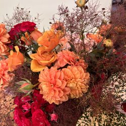 Freshly Cut Florist - Dahlias, spray roses, smoke bush and acuba foliage