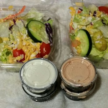 Corky's Kitchen & Bakery - 2 dinner salads and dressing on the side, blue cheese and thousands island - Breakfast & Brunch Near Me - Perris, California Corky's Kitchen & Bakery - 2 dinner salads and dressing on the side, blue cheese and thousands island - Breakfast & Brunch Near Me - Perris, California