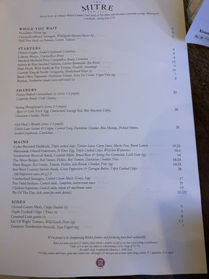 Menu photo 1 The Mitre London, XGL